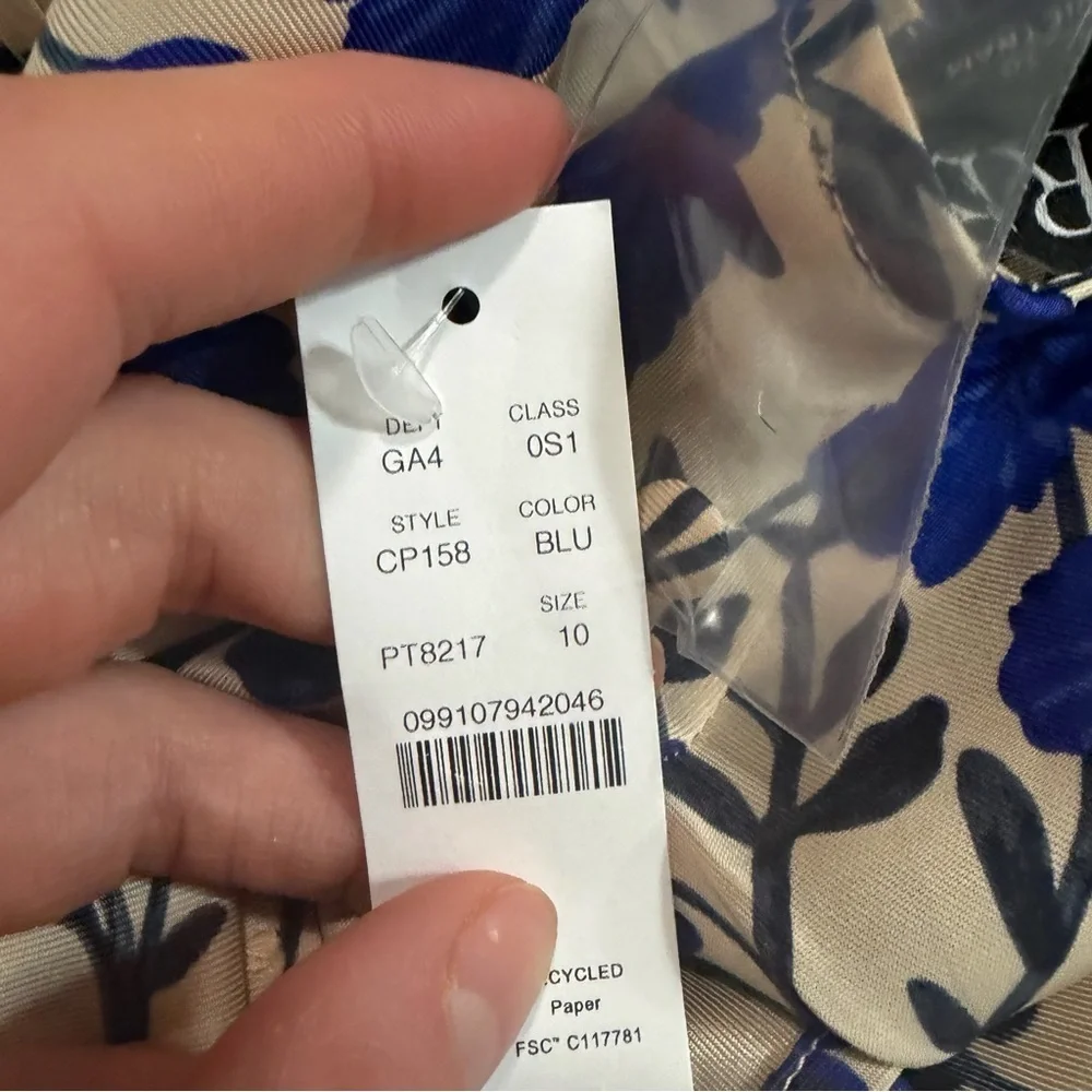J crew Short-sleeve slip dress in indigo daisy print